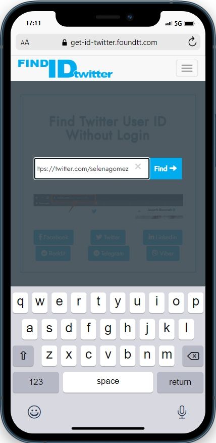 Encuentra el ID de usuario de Twitter en línea Paso 2